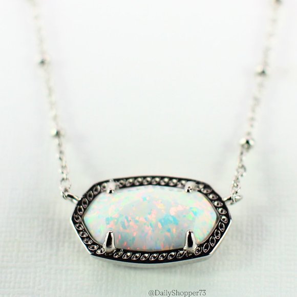 Kendra Scott Jewelry Kendra Scott Womens Elisa Silver White Kyocera Opal Pendant Necklace